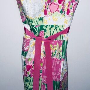 Lilly Pulitzer Pink, Green & Yellow Floral Strapless Dress Size 12